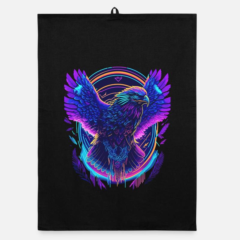 Fliegender Adler Synthwave Organic Geschirrtuch