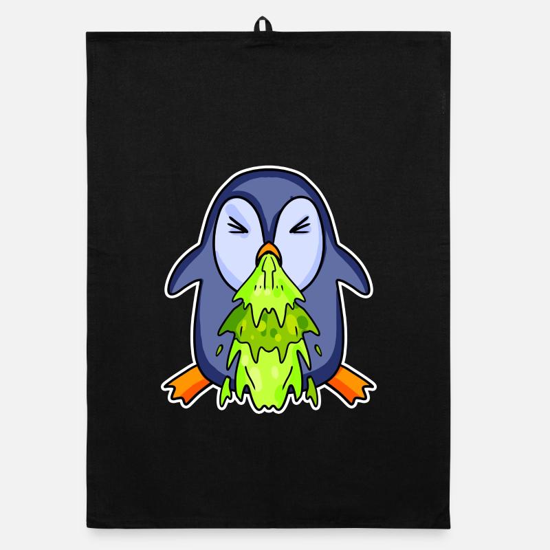 Penguin puking puke Organic dish towel