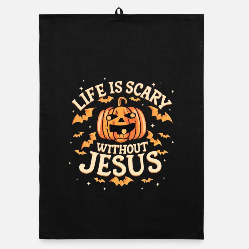Leben ist gruselig ohne Jesus Organic Geschirrtuch
