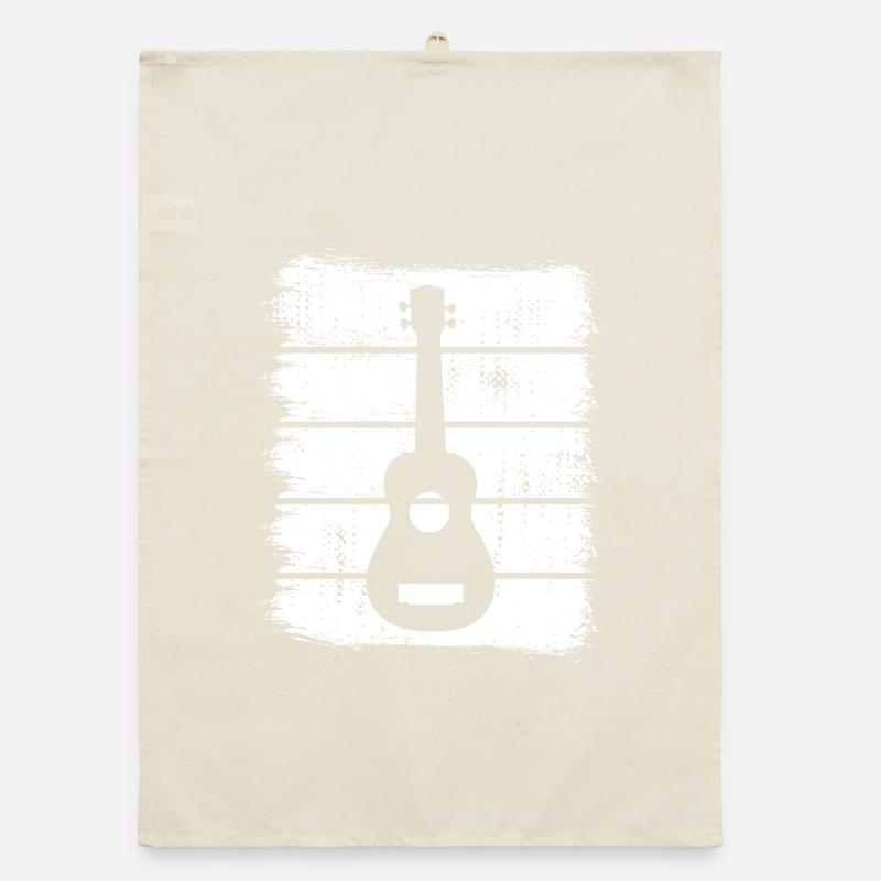 Ukulele Drawing Organic dish towel