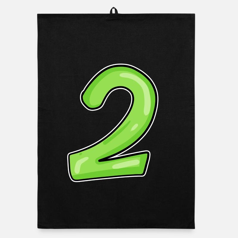 2 - Numéro - Numéro Deux - 2 vert Torchon bio