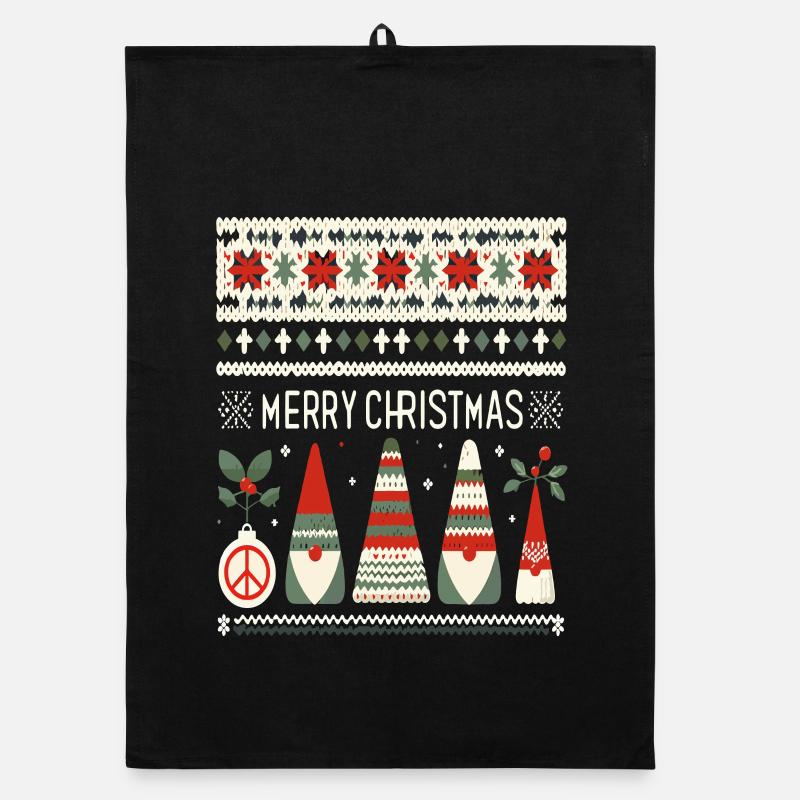 Christmas Gnomes Strickmuster Organic Geschirrtuch