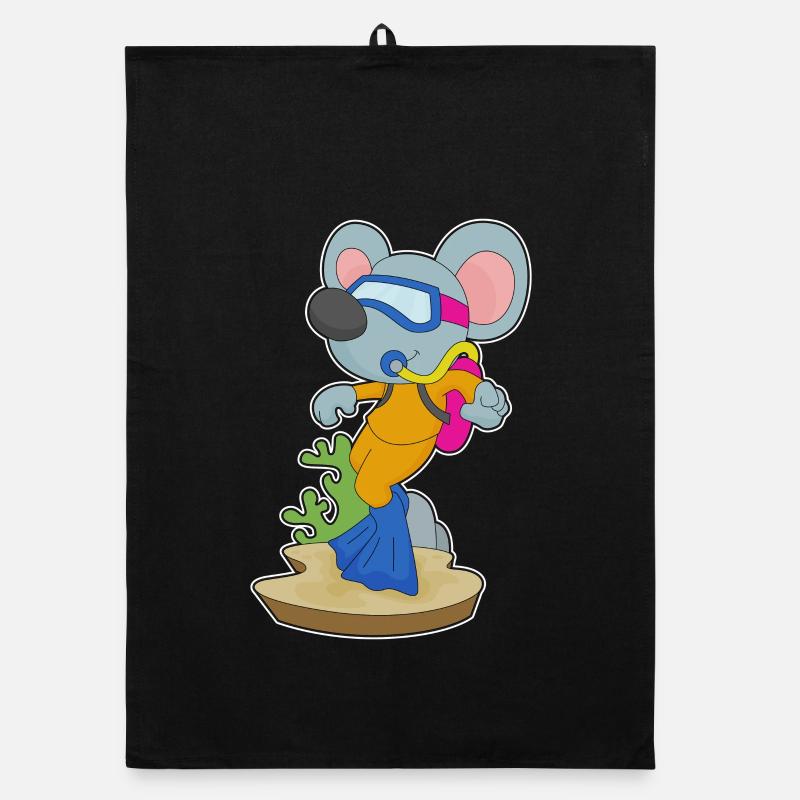 Souris Plongeur Bouteille d’oxygène Plongée Torchon bio