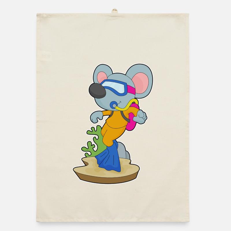 Souris Plongeur Bouteille d’oxygène Plongée Torchon bio