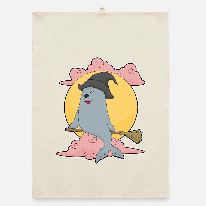Seal Witch Broom Organic dish towel