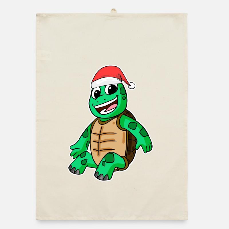 Turtle Christmas Organic dish towel