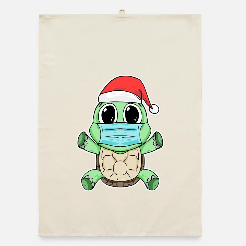 Turtle Christmas Funny Organic dish towel