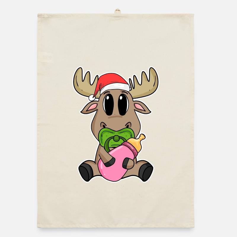 Bébé orignal Noël Torchon bio