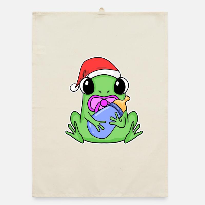 Grenouille bébé Noël Torchon bio