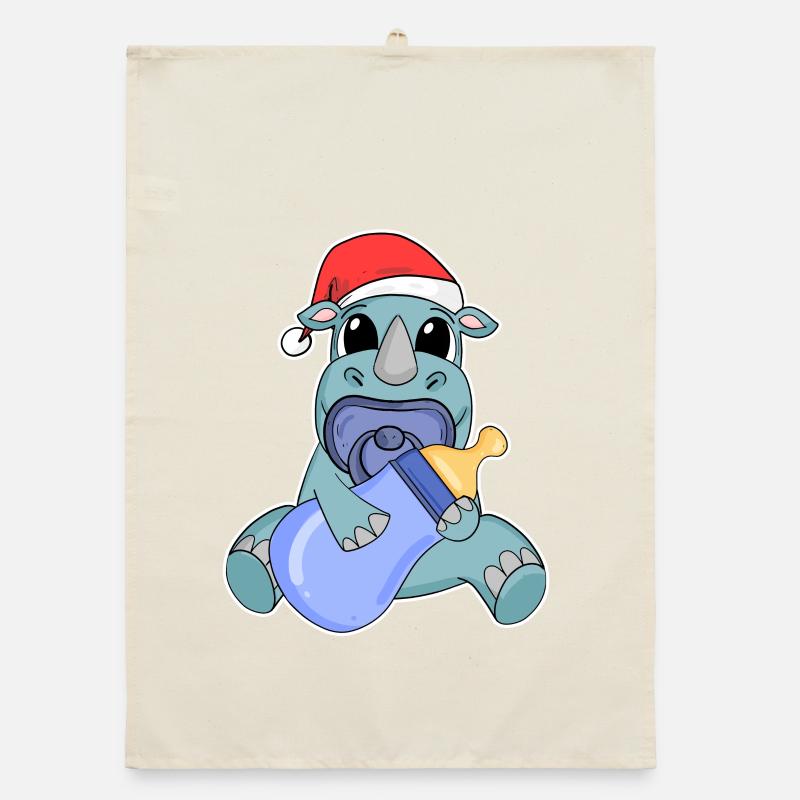 Rhinocéros bébé Noël Torchon bio