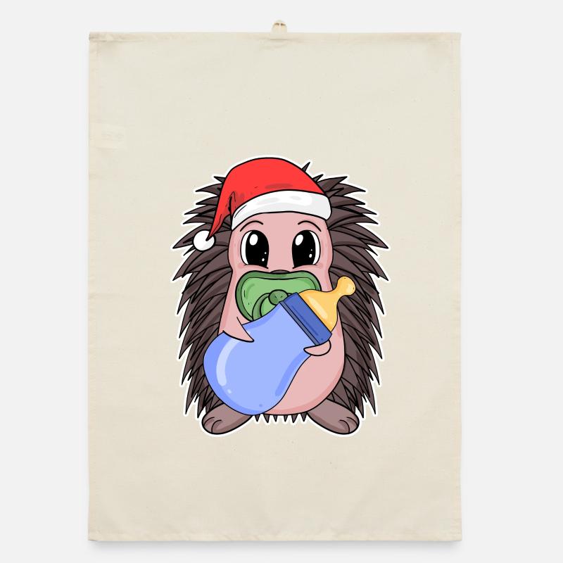Hérisson bébé Noël Torchon bio