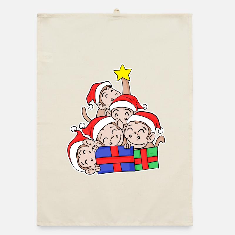 Monkey Monkey Christmas Tree Christmas Organic dish towel