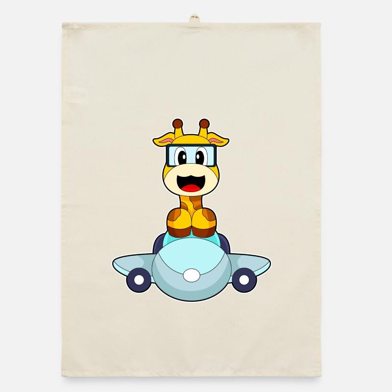 Giraffe Airplane Organic dish towel