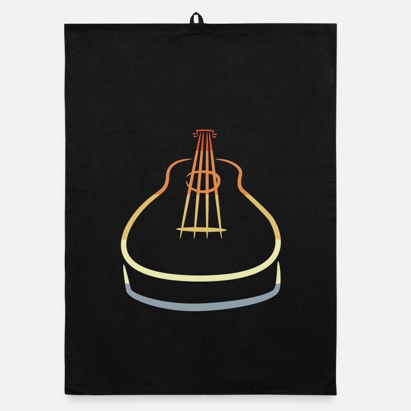 Retro Ukulele Sketch Organic dish towel