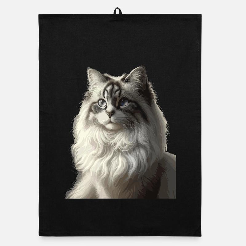 Portrait de visage de chat moelleux Torchon bio