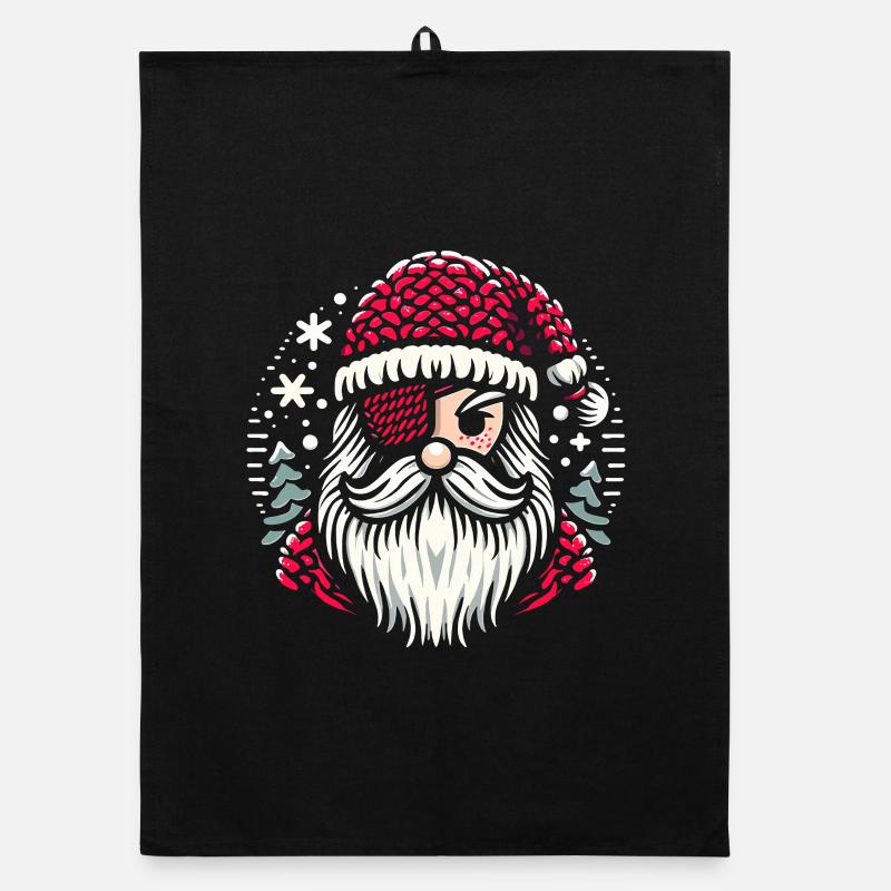 Santa Claus Knitting Pattern with Eye Patch Organic dish towel