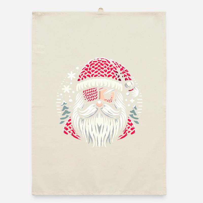 Santa Claus Knitting Pattern with Eye Patch Organic dish towel