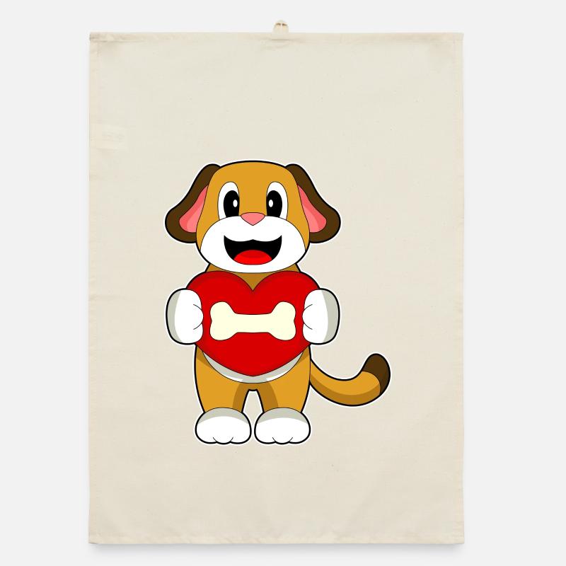 Hund Knochen Herz Organic Geschirrtuch