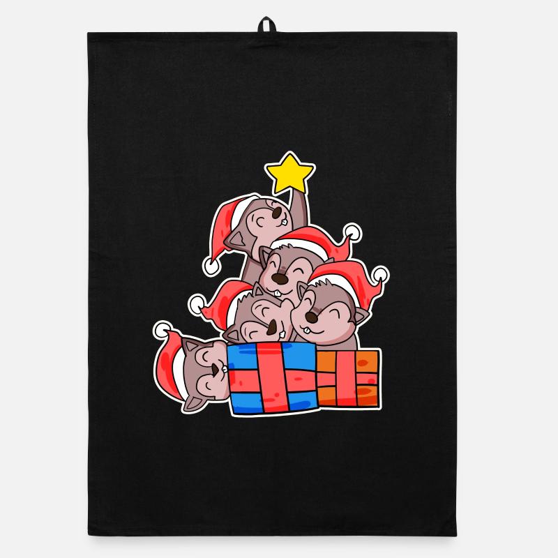 Squirrel Christmas Tree Christmas Organic dish towel