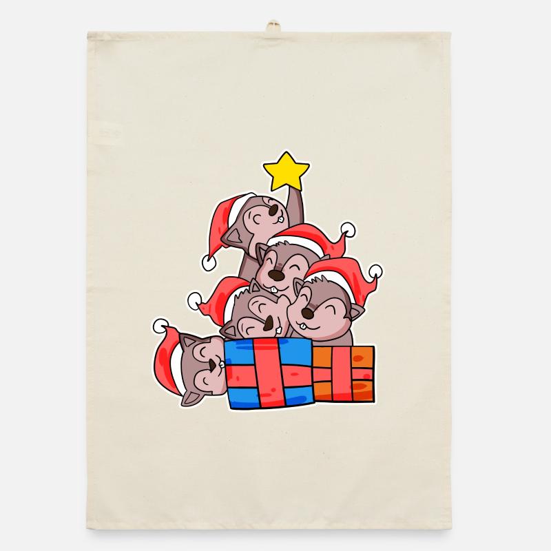 Écureuil sapin de Noël Noël Torchon bio