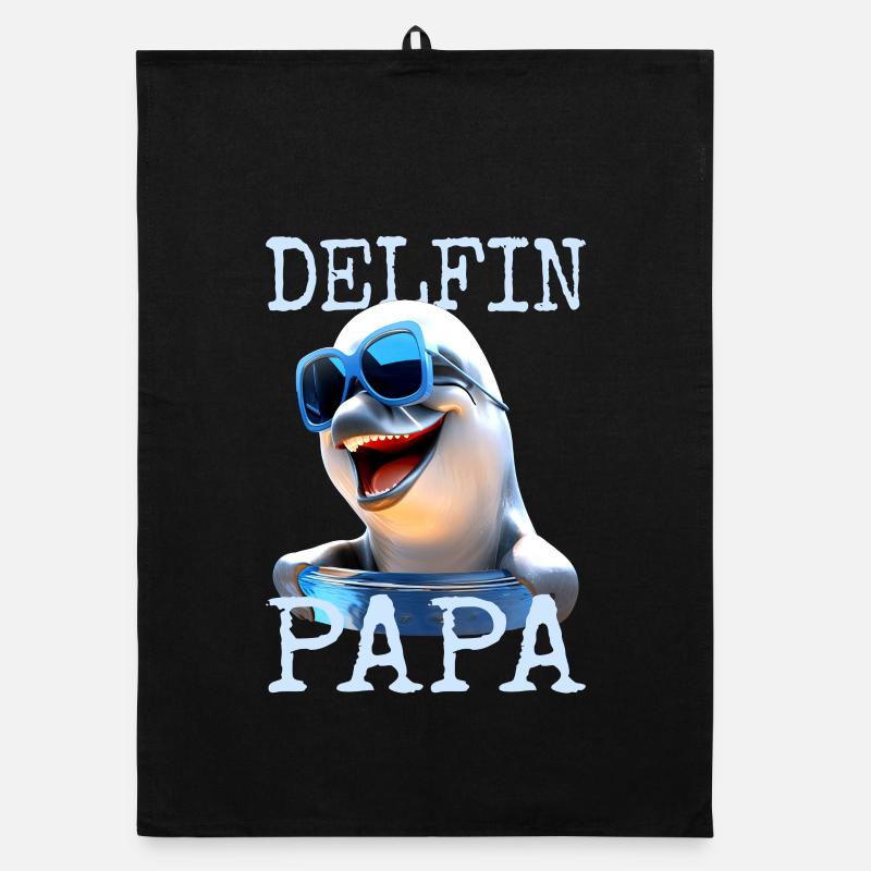 Delfin Papa Daddy Delfine Vatertag Delphin Dad Organic Geschirrtuch