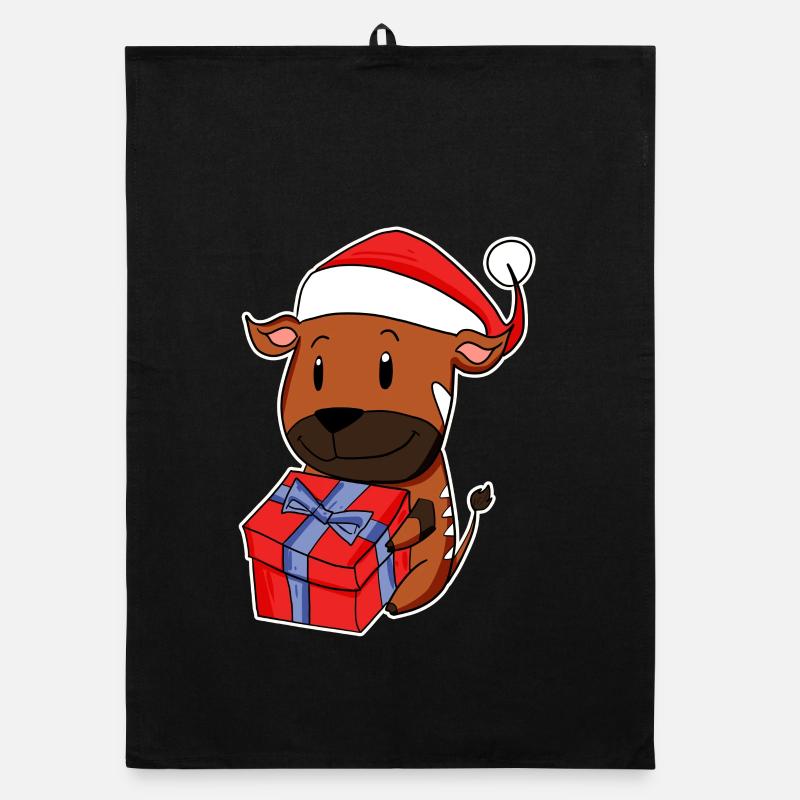 Antilope avec chapeau de Père Noël Torchon bio