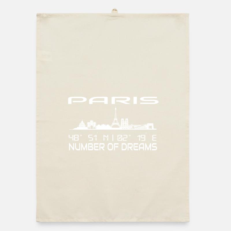Skyline Paris Silhouette GPS Coordinates Organic dish towel