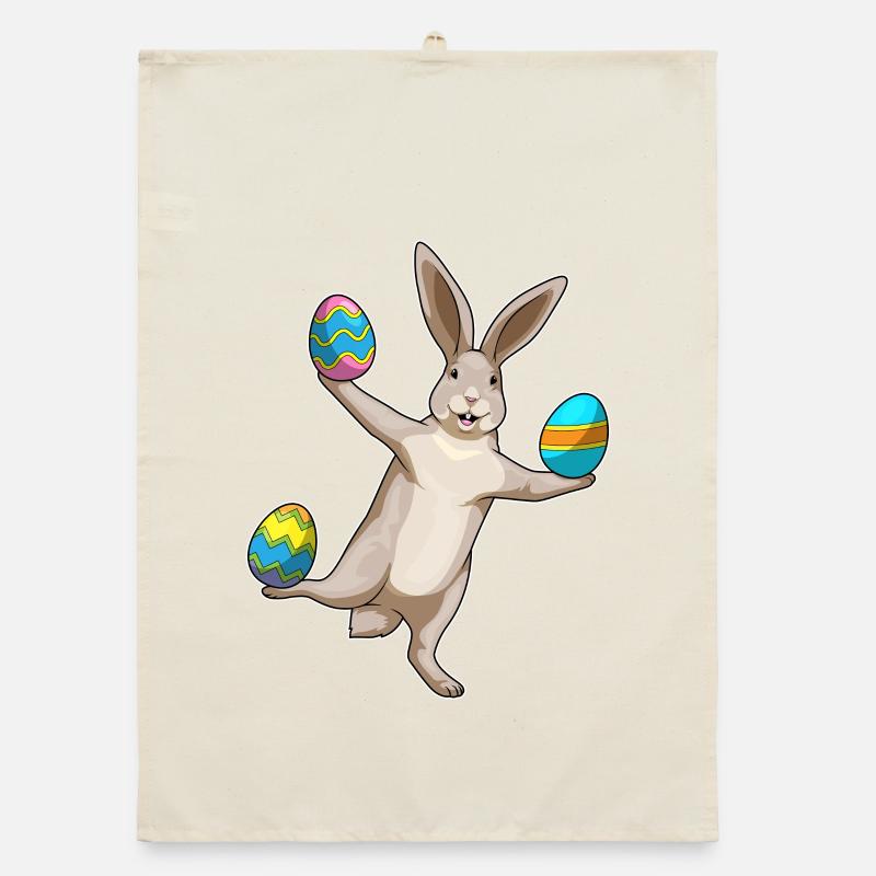 Bunny Easter Dancing Organic dish towel