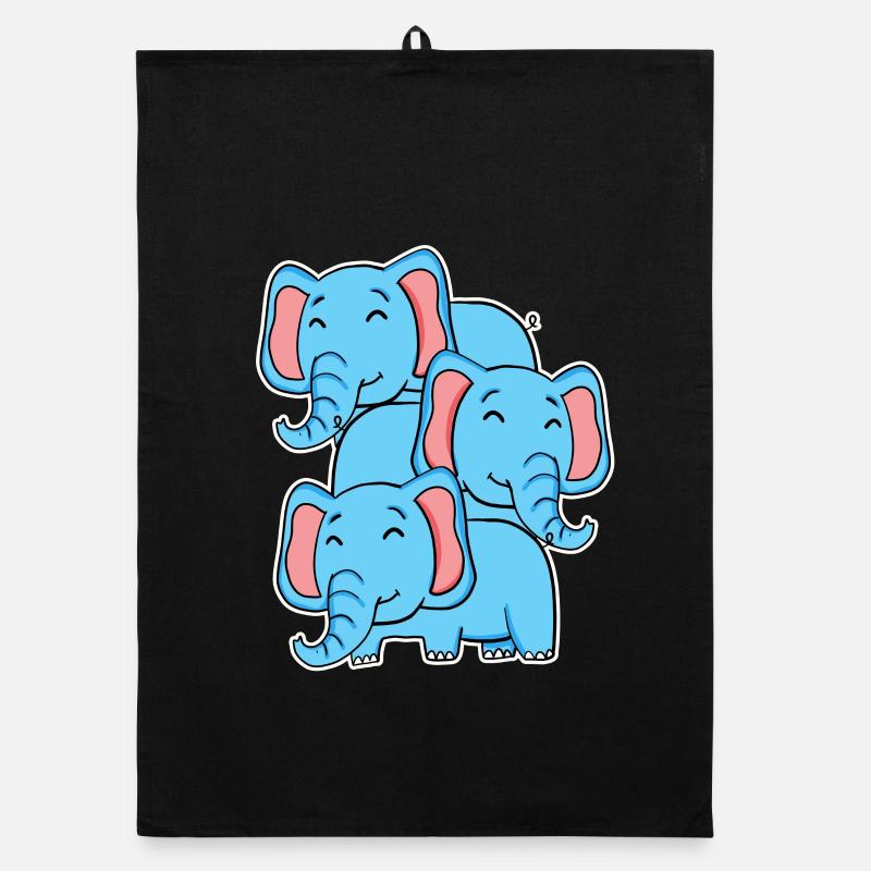 Éléphant mignon - Motif d’éléphant Torchon bio