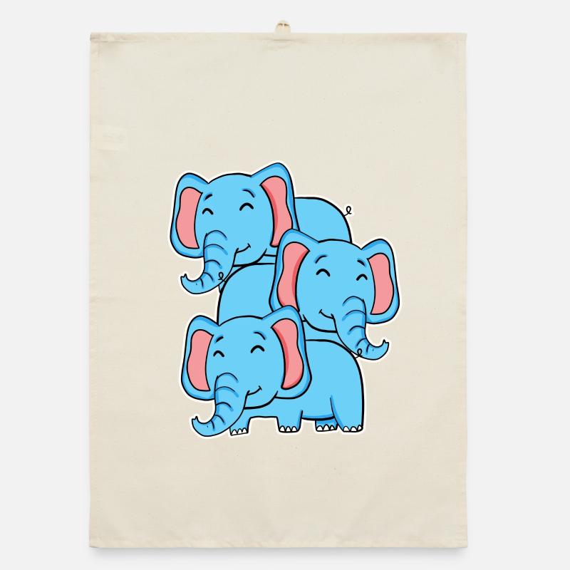 Éléphant mignon - Motif d’éléphant Torchon bio