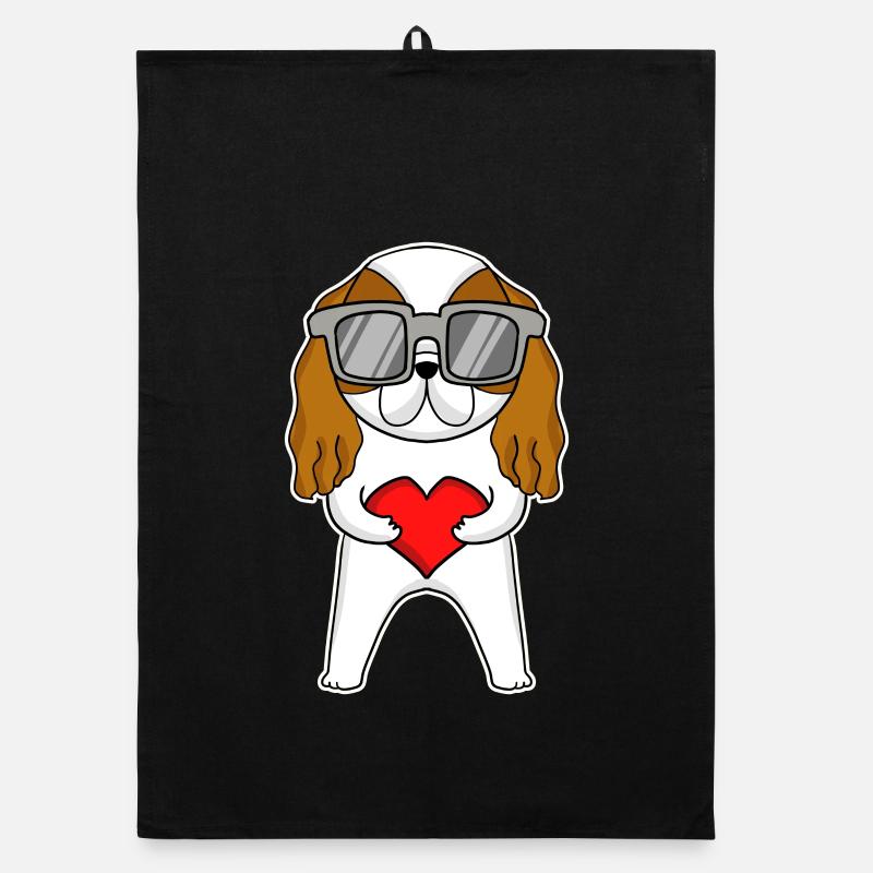 Hund mit Herz und Brille - Cavalier King Charles Organic Geschirrtuch