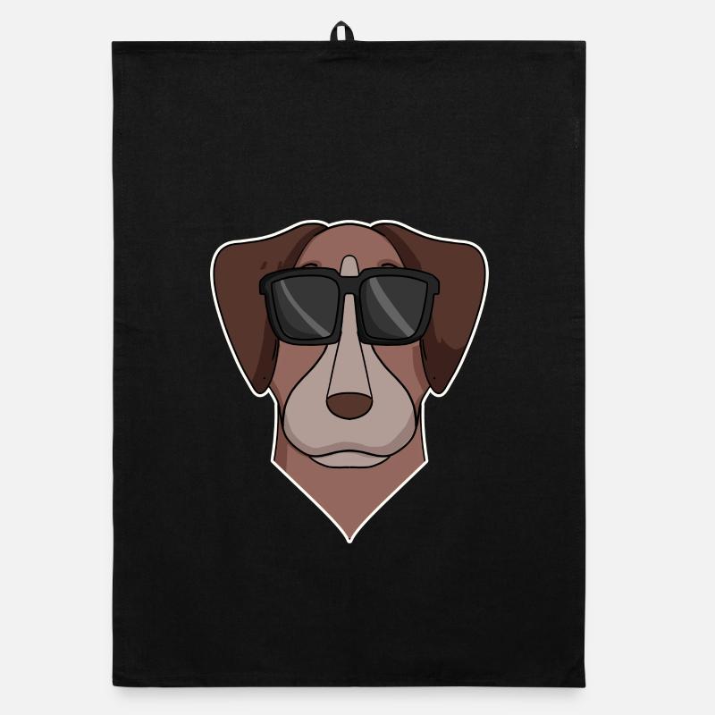 Pointer dog with glasses - cool dog Organic dish towel