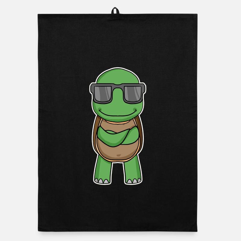 Turtle with glasses Organic dish towel