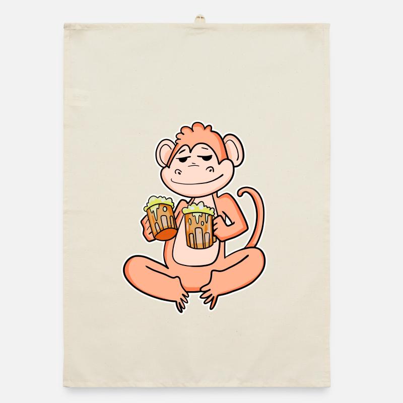 Monkey with beer Organic dish towel
