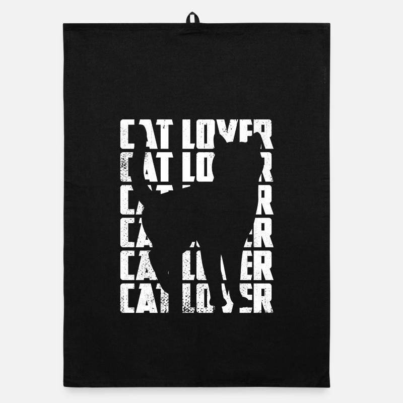 Amoureux des chats - Torchon bio - noir