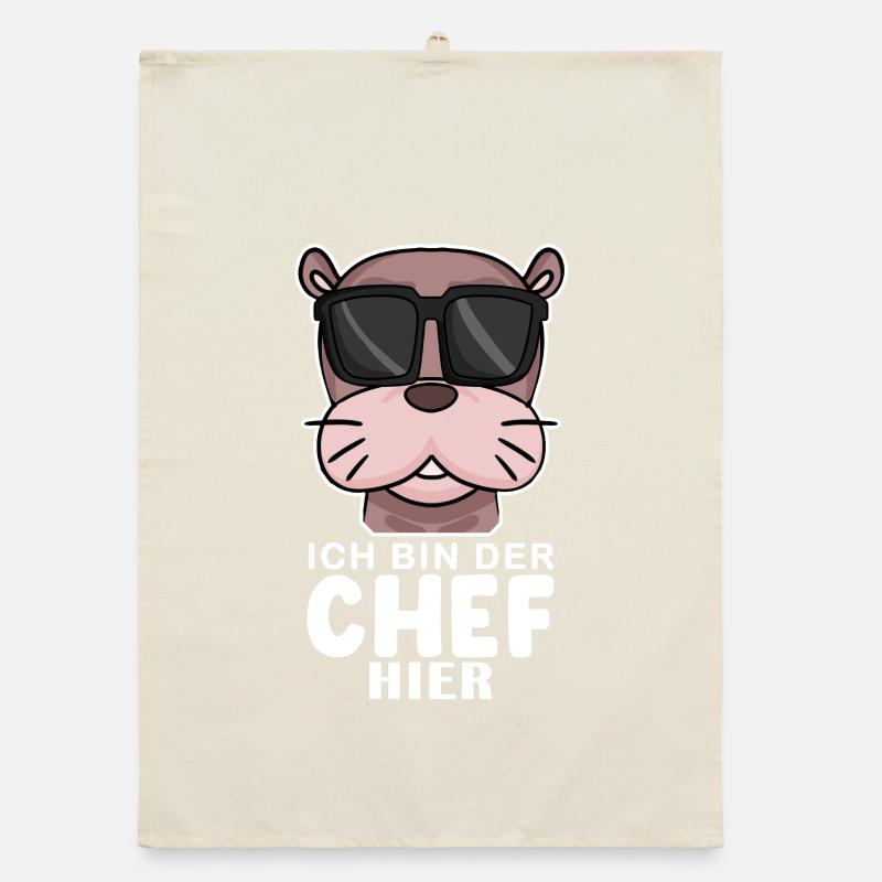 Chef Spruch mit Seelöwe Motiv Organic Geschirrtuch