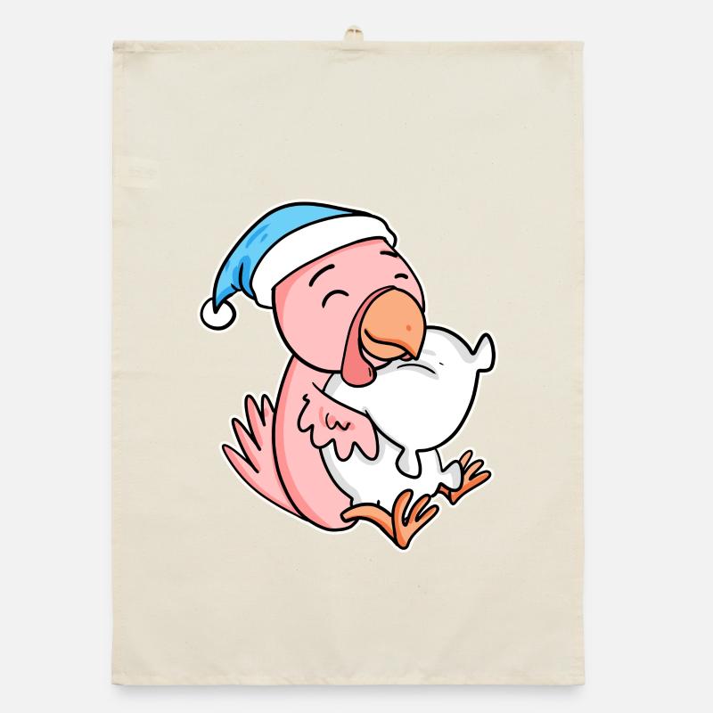 chicken with pillow and sleepy cap Organic dish towel