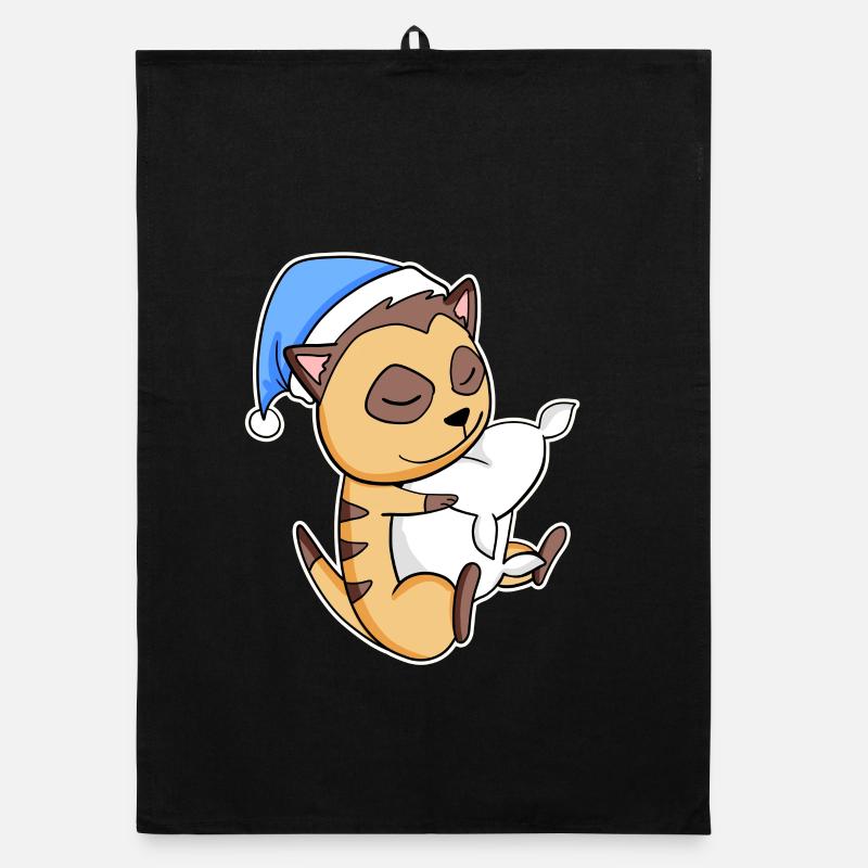 Meerkat with pillow and sleepy cap Organic dish towel