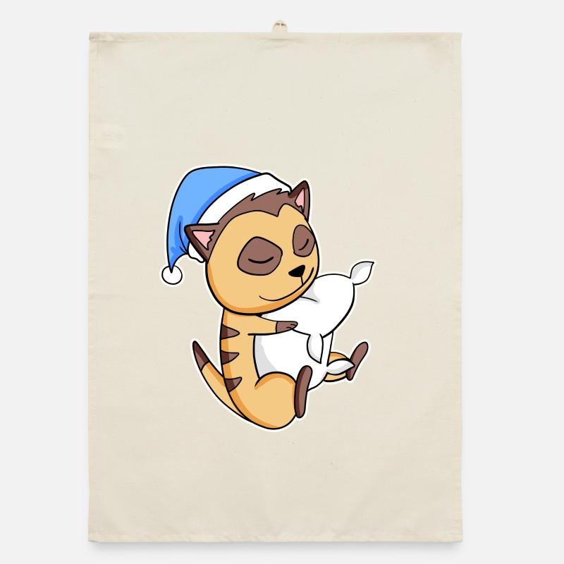 Suricate avec oreiller et bonnet somnolent Torchon bio