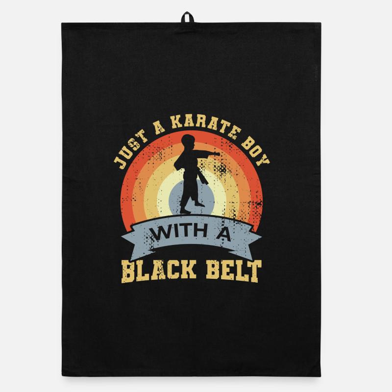 Karate Junge mit schwarzem Gürtel Organic Geschirrtuch