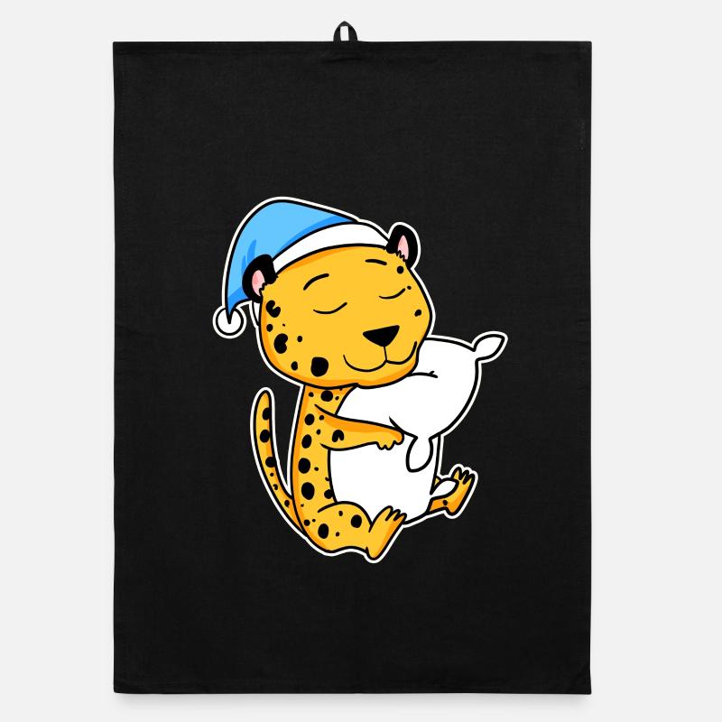 Guépard avec oreiller et bonnet de nuit Torchon bio