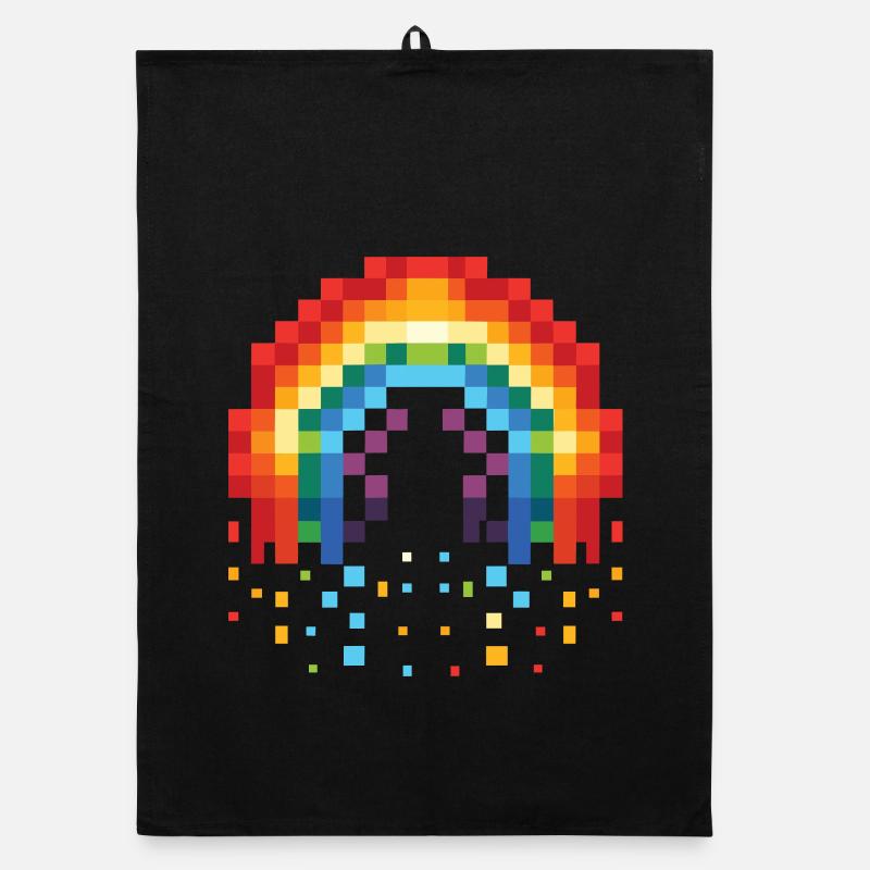 Pixel Art Regenbogen 8-Bit Retro Organic Geschirrtuch