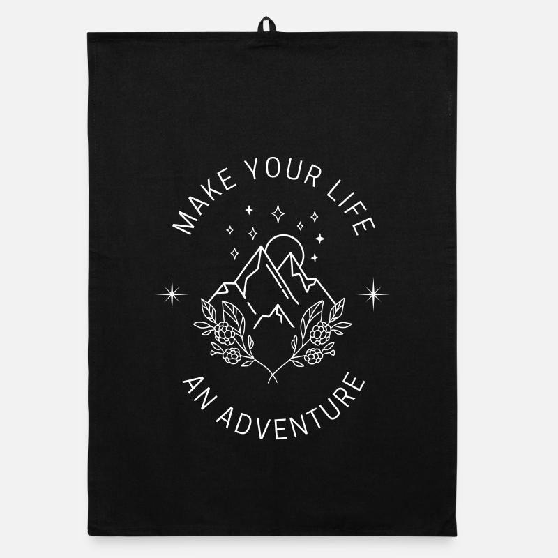 Faites de votre vie une citation d’aventure - Torchon bio - noir