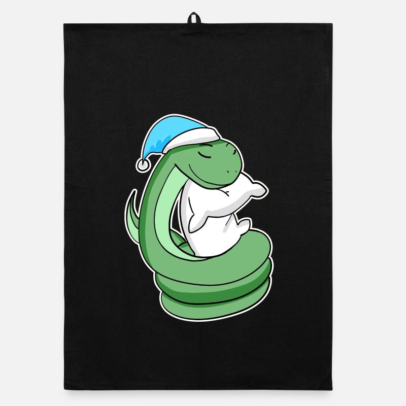 Snake with pillow and sleepy cap Organic dish towel