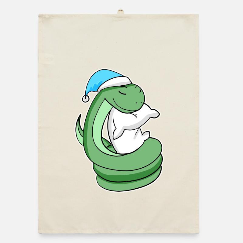 Serpent avec oreiller et bonnet somnolent Torchon bio