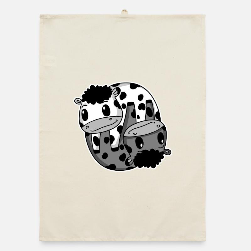 Vache de signe Yin Yang Torchon bio