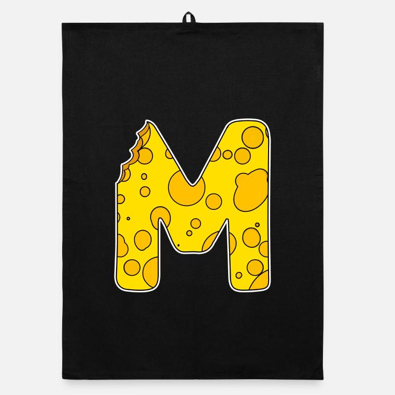 Lettre M - Lettre initiale M - Motif fromage Torchon bio