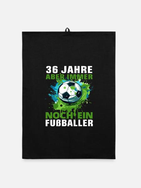 Fußballer 36 Geburtstag Fußballspieler Spruch - Organic Geschirrtuch - Schwarz - Vorne