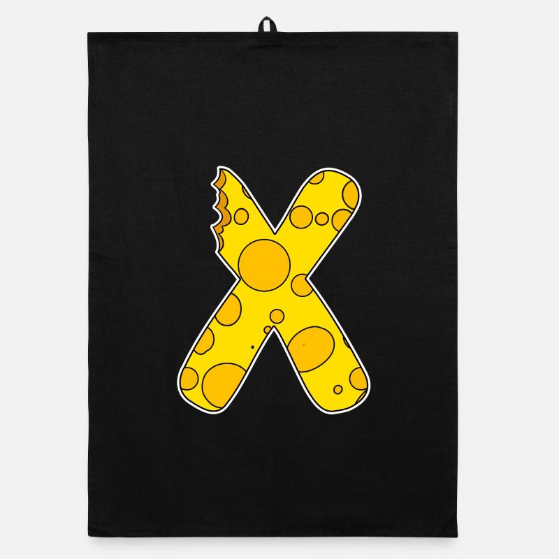 Lettre X - Lettre initiale X - Motif Fromage Torchon bio