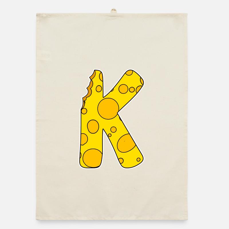 Letter K - Initial Letter K - Cheese Motif Organic dish towel